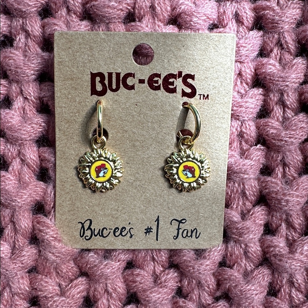 Buc-ee's Gold and Red Earrings